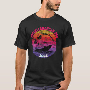 Mittelmeerkreuzfahrt 2023 Retro Sunset Family T-Shirt