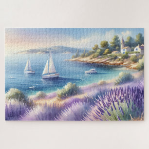 Mittelmeerküste mit Segelbooten Puzzle