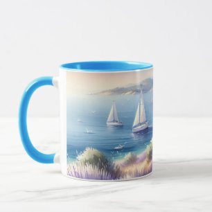 Mittelmeerküste mit Segelbooten Tasse