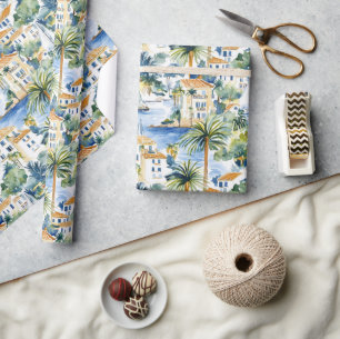 Mittelmeerküsten-Hochzeit am Meer Geschenkpapier