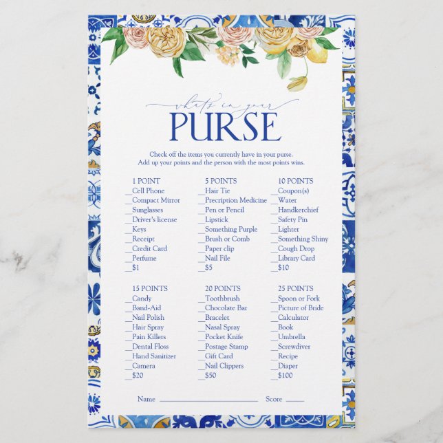 Mittelmeerlemon Brautparty Pursuit Game (Vorderseite)