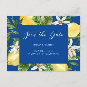 Mittelmeerlemon Wedding Blue Save the Date  Einladungspostkarte