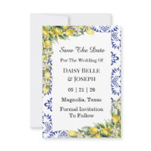 Mittelmeerlemonen Hochzeit mit blauen Mosaiken