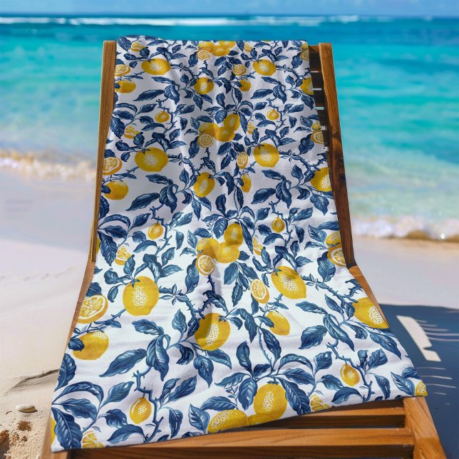 Mittelmeerlemonen Nahtlose Muster Strandtuch (mediterranean lemon seamless pattern beach towel)