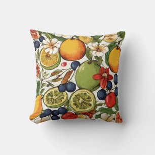 Mittelmeerlimes, Zitronen und Blumen. Gemalt Kissen