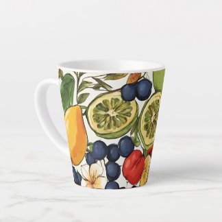 Mittelmeerlimes, Zitronen und Blumen. Gemalt Milchtasse
