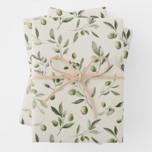 Mittelmeermuster der Olivenzweige Geschenkpapier Set