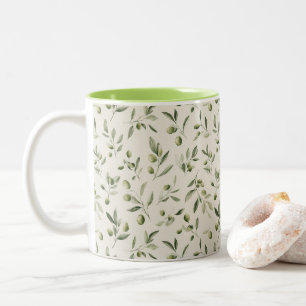 Mittelmeermuster der Olivenzweige Zweifarbige Tasse