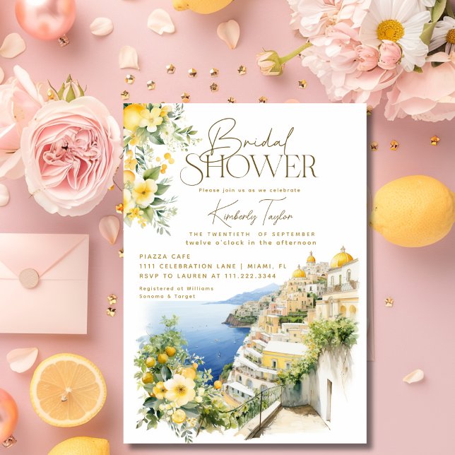 Mittelmeerraum Italien Positano Italienisches Brau Einladung (Mediterranean Italy Positano Italian Bridal Shower Invitation)