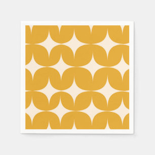 Mittelmoderne Beige Sternenexplosionen auf Orange Serviette