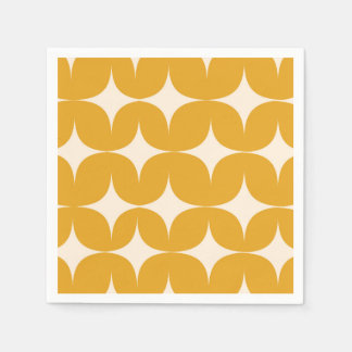 Mittelmoderne Beige Sternenexplosionen auf Orange Serviette