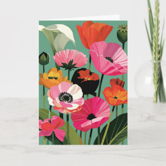 Mittelmoderne Poppy-Blumenpracht Helles Blühen Karte