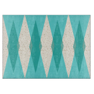Mittelmodernes Argyle-Glas-Schneidbrett Schneidebrett
