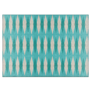 Mittelmodernes Argyle-Glas-Schneidbrett Schneidebrett