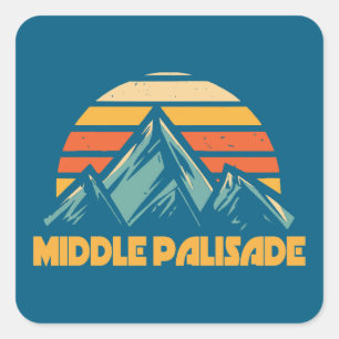 Mittelpalisade California Retro Türkis Quadratischer Aufkleber