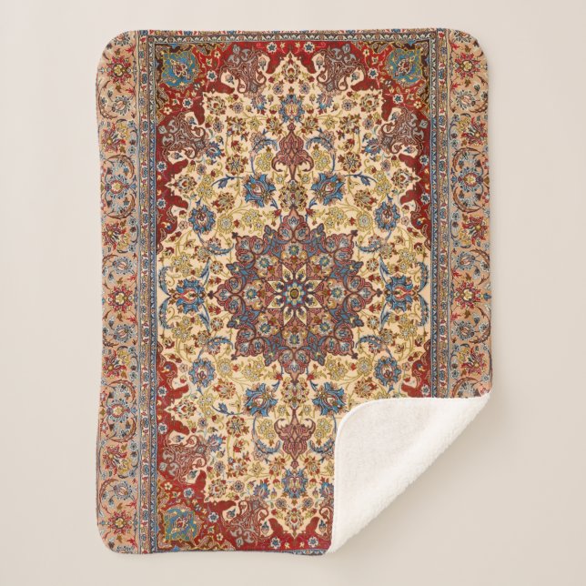 Mittelpersisches Blau symmetrische Sterne  Sherpadecke (Vorderseite)