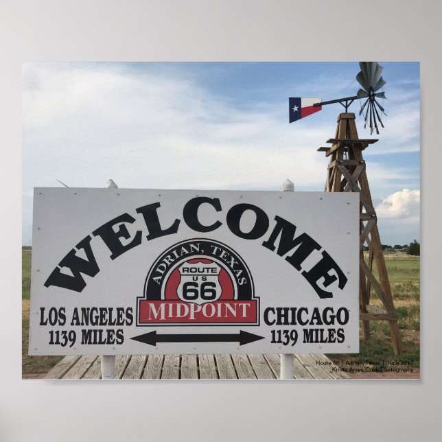 Mittelpunkt der Route 66 | Adrian, Texas Poster (Vorne)