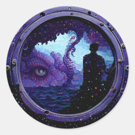 Mittelreise Monsters Porthole Serie Runder Aufkleber