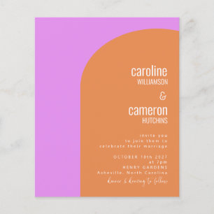 Mittelrosa und orange Retro Geometrische Hochzeit