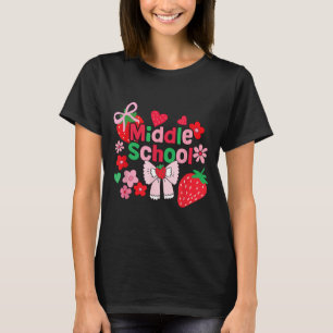Mittelschule Erdbeer-Schleife Lustiger erster Schu T-Shirt