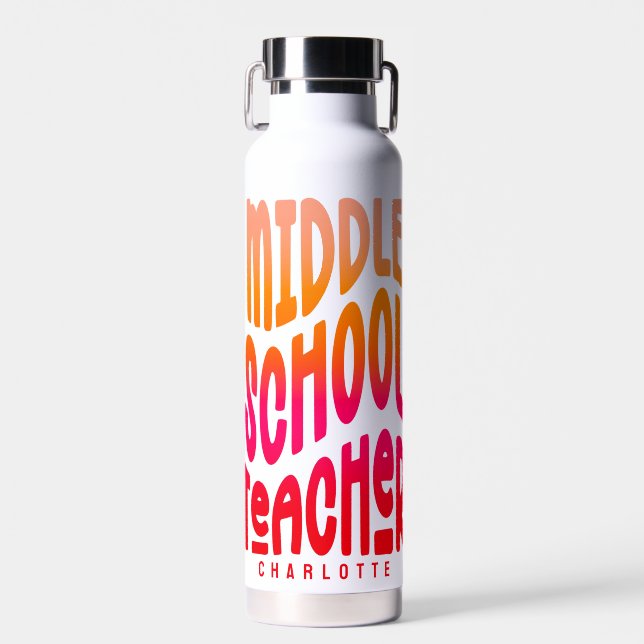Mittelschullehrer Red Orange Gradient Trinkflasche (Vorne)