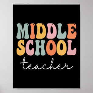 Mittelschullehrer Retro Groovy Happy First Day Poster