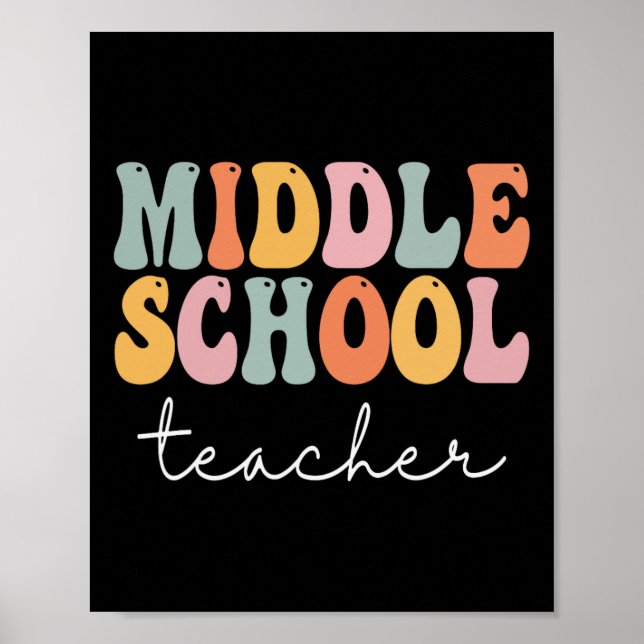 Mittelschullehrer Retro Groovy Happy First Day Poster (Vorne)