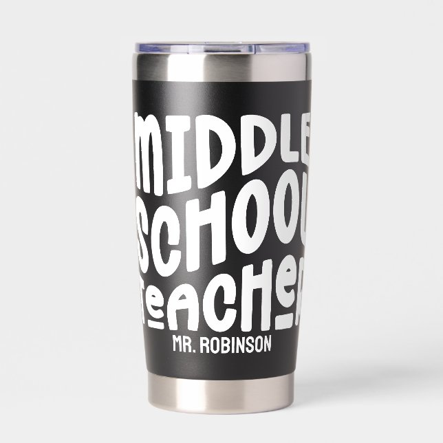MittelschullehrerInnen - Design des weißen Textes Thermobecher (Vorderseite)