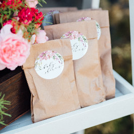 Mittelsommer Floral Elegant Calligraphy Baby Showe Runder Aufkleber