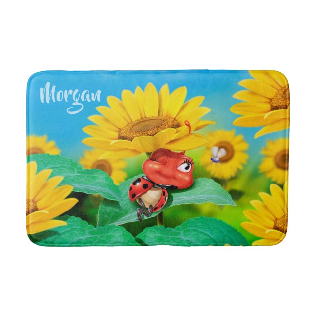 Mittelwaschmatte Sonnenblumen Ladybug Badematte (Vorderseite)