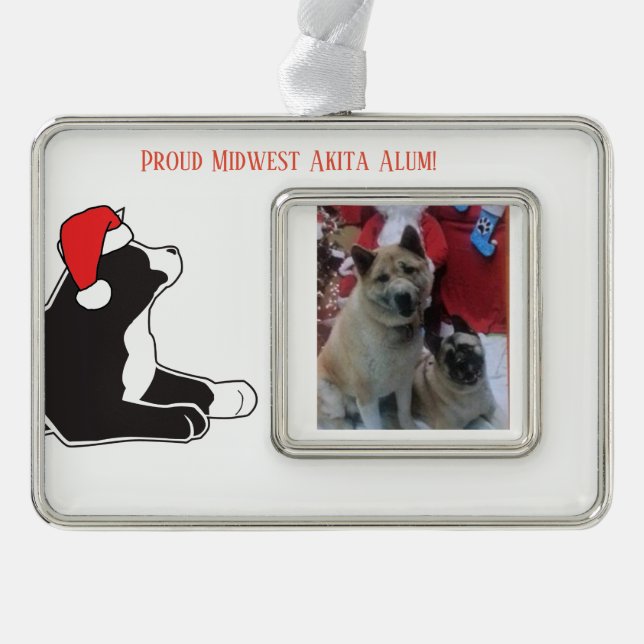 Mittelwest Akita Alumni Ornament Rahmen-Ornament Silber (Vorderseite)