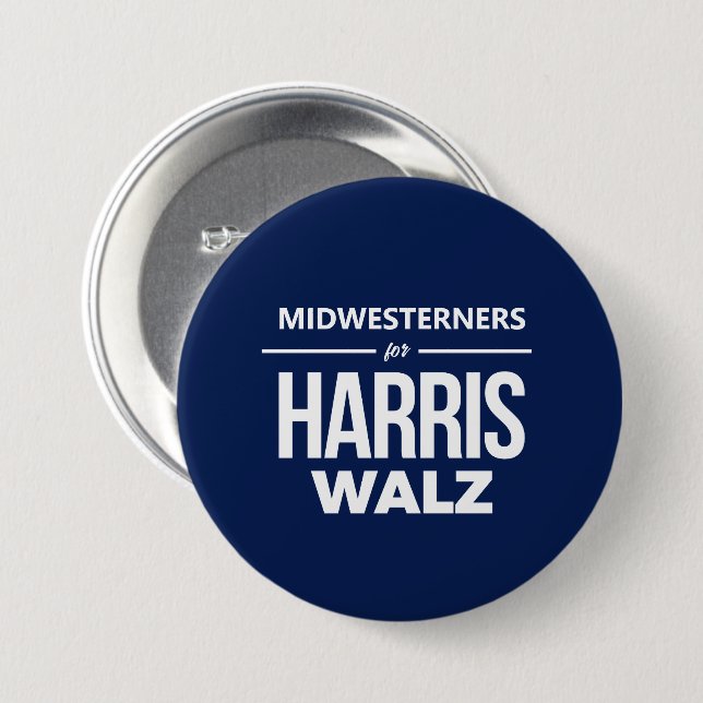 Mittelwestliche für Harris Walz Button (Vorne & Hinten)