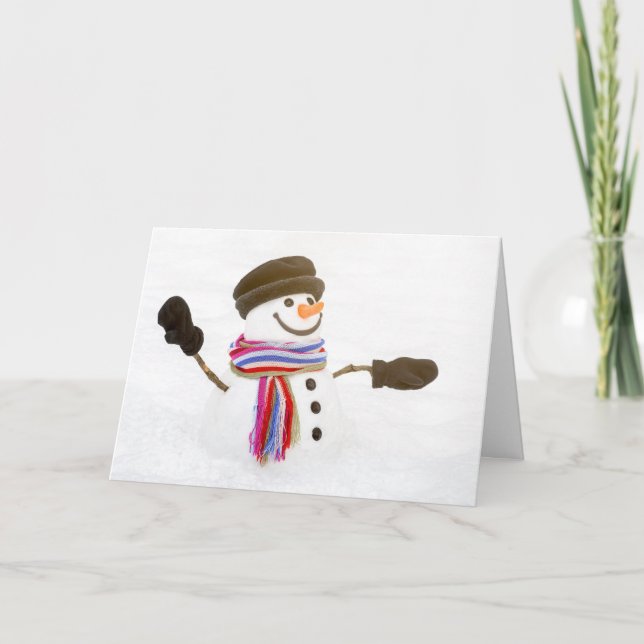 Mitten für Detroit Snowman Holiday Card Karte (Vorderseite)
