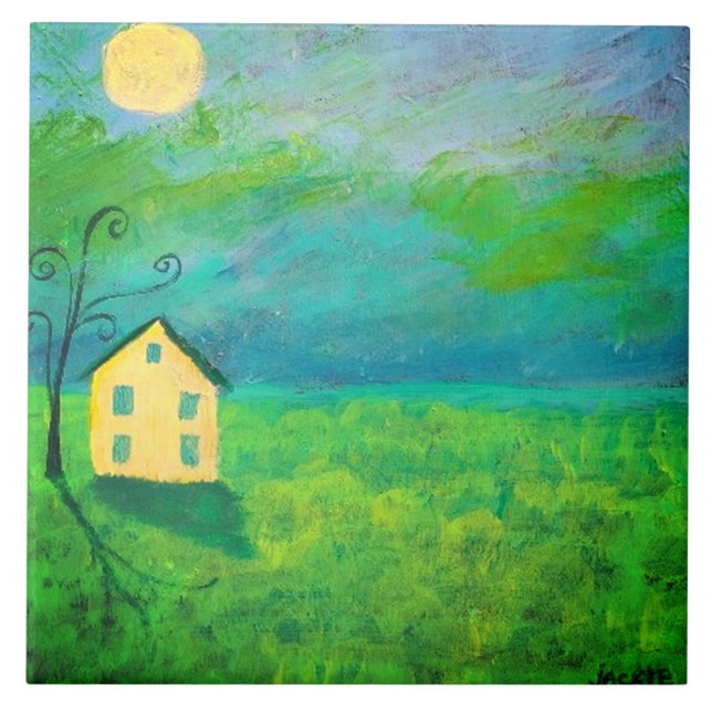 Mitten im Nirgendwo Abstrakte Malerei Fliese (Vorderseite)