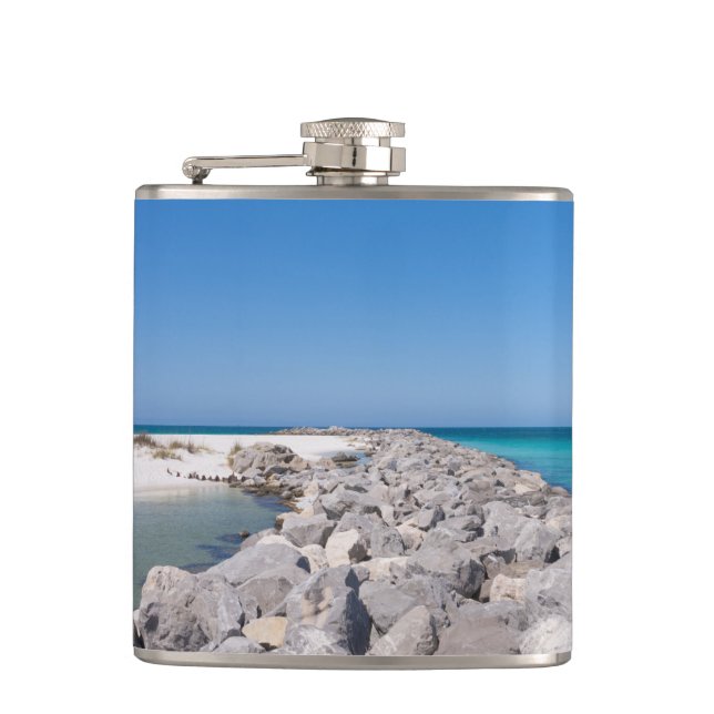Mitten in der Muschel Jetty Flasche Flachmann (Vorderseite)