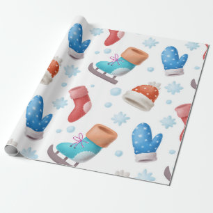 Mitten, Skate und Hutwurfpapier Geschenkpapier