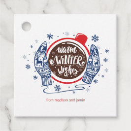 Mitten und Kakao warme Winter wünscht Urlaub Geschenkanhänger