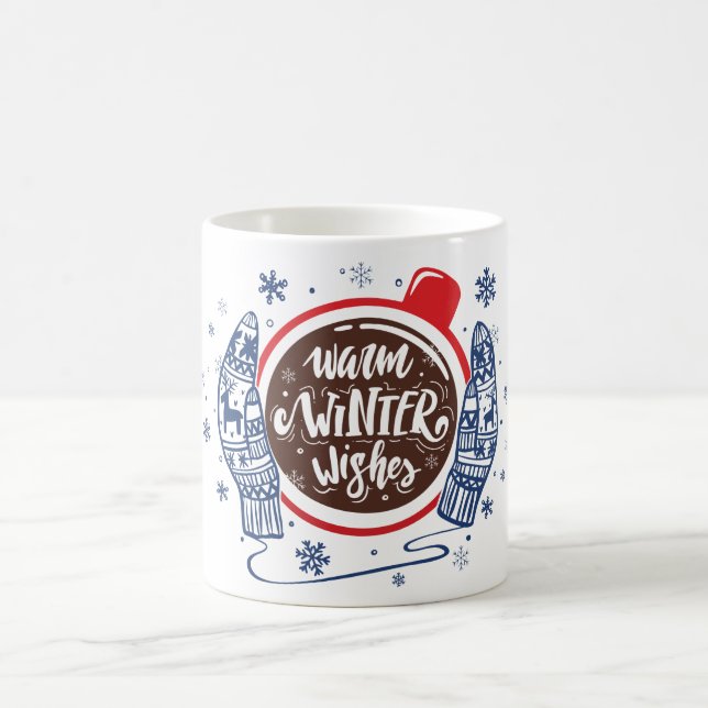 Mitten und Kakao warme Winter wünscht Urlaub Kaffeetasse (Mittel)