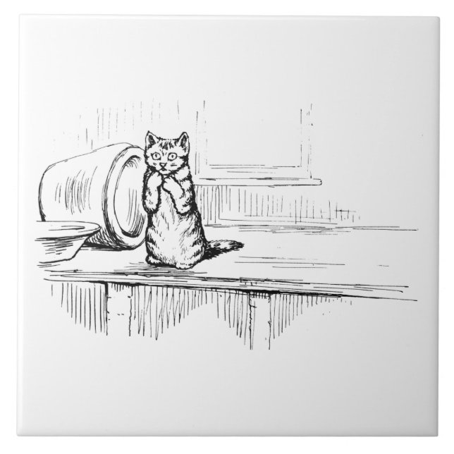 Mittens the Kitten (Scaredy Cat) (Beatrix Potter) Fliese (Vorderseite)