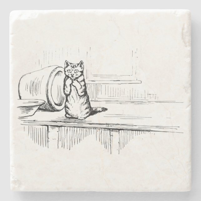 Mittens the Kitten (Scaredy Cat) (Beatrix Potter) Steinuntersetzer (Vorderseite)