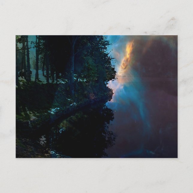 Mitternacht am See Postkarte (Vorderseite)