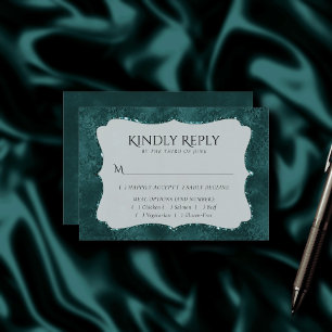 Mitternacht Aquamarin Romance Dark Satiny Damask RSVP Karte