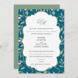 Mitternacht Aquamarin und Basil Green Probe Dinner Einladung