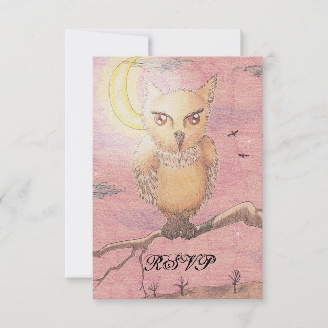 Mitternacht Augen Niedlich Owl UAWG Gothic RSVP Karte (Vorderseite)