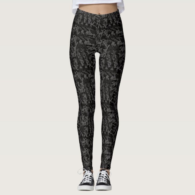 Mitternacht Black Camouflage. Camouflage Leggings (Vorderseite)