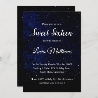 Mitternacht Black Stars 16 . Geburtstag Einladung
