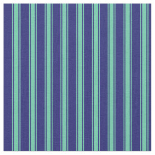 Mitternacht Blau und Aquamarine - farbige Streifen Stoff
