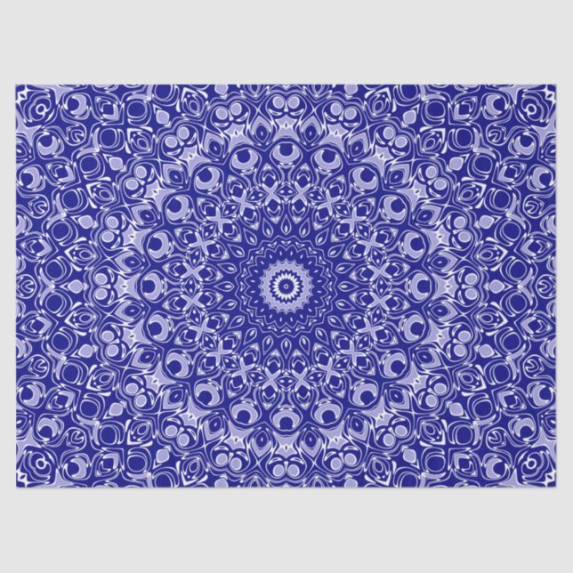 Mitternacht Blau und Weiß Mandala Muster Seidenpapier (Vorderseite)