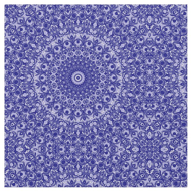 Mitternacht Blau und Weiß Mandala Muster Stoff (Nahaufnahme)