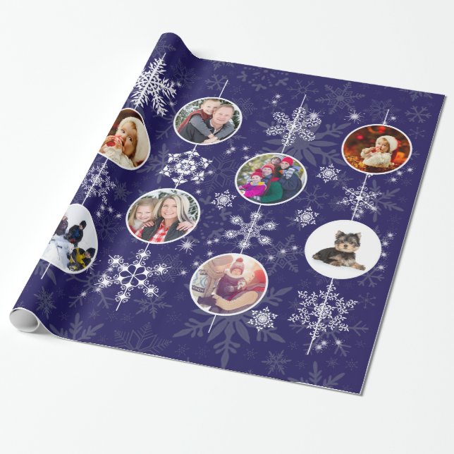Mitternacht Blaue Weihnachten oder Hanukkah Schnee Geschenkpapier (Ungerollt)